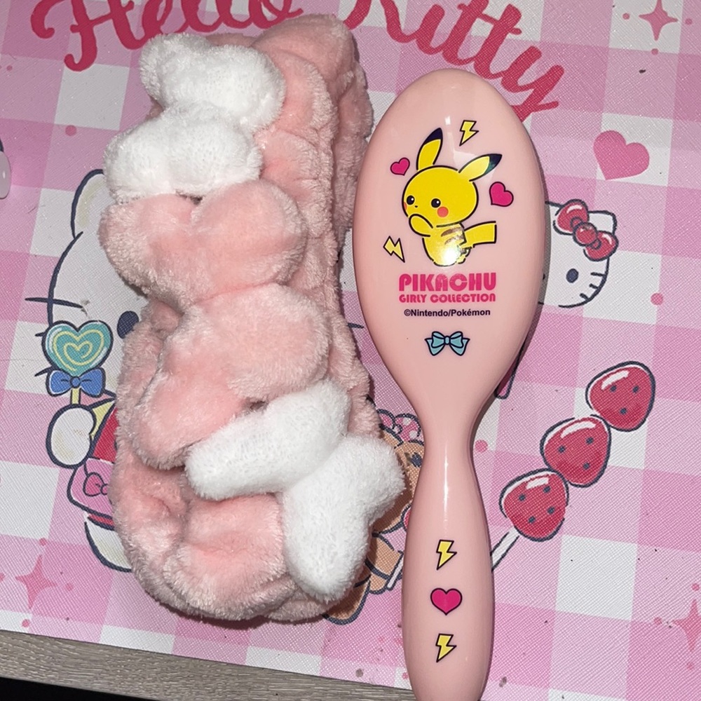 Kawaii Pikachu Brush & Butterfly Spa Headband